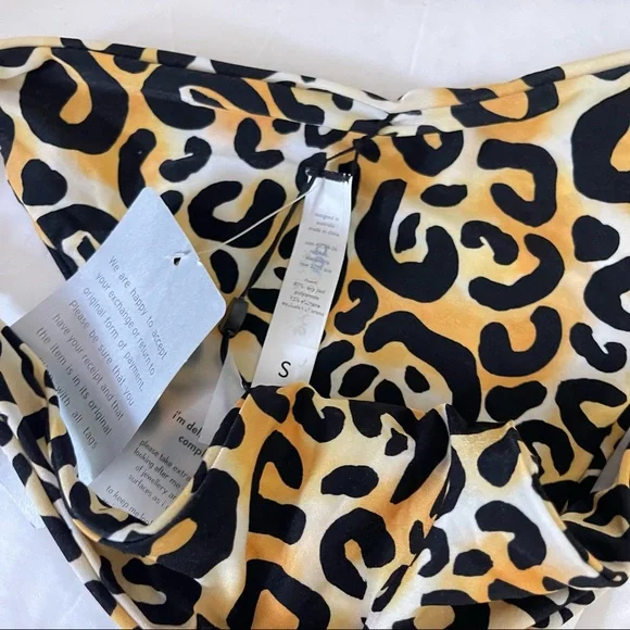 Bound by Bond Eye Golden Leopard Print Bikini Swim Set Size Small bottom Med Top - Picture 5 of 8